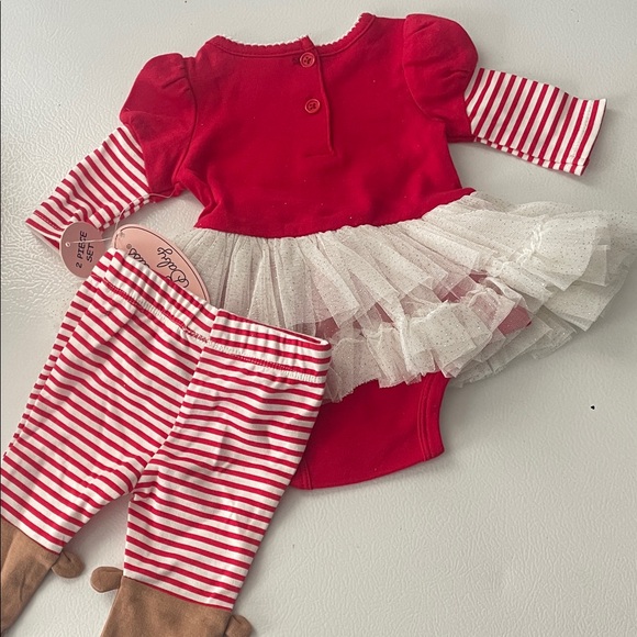 Red and White Christmas Baby Outfit 0-3month cute little Christmas dress - Picture 5 of 5